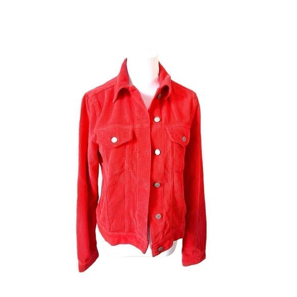 The Cords & Co. Poppy Red Soft Corduroy Button Jacket sz MEDIUM Modern - Picture 1 of 10